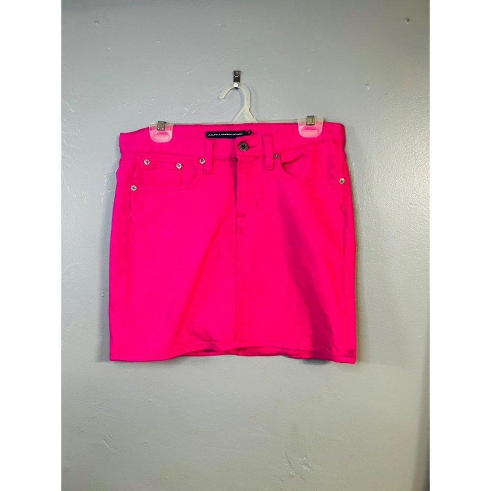 Ralph Lauren Sport Hot Barbie Pink Denim Skirt Size 28